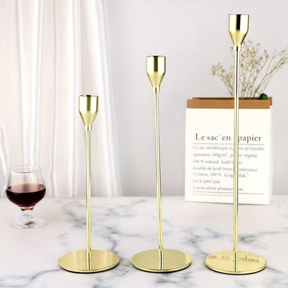Candle Holders Gold Metal Modern Table Centrepiece