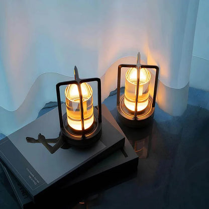 Lámpara de mesa de cristal con efecto vela LED