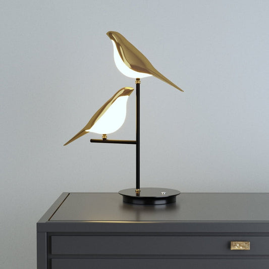 Lámpara de mesa LED diseño moderno de pájaro de metal