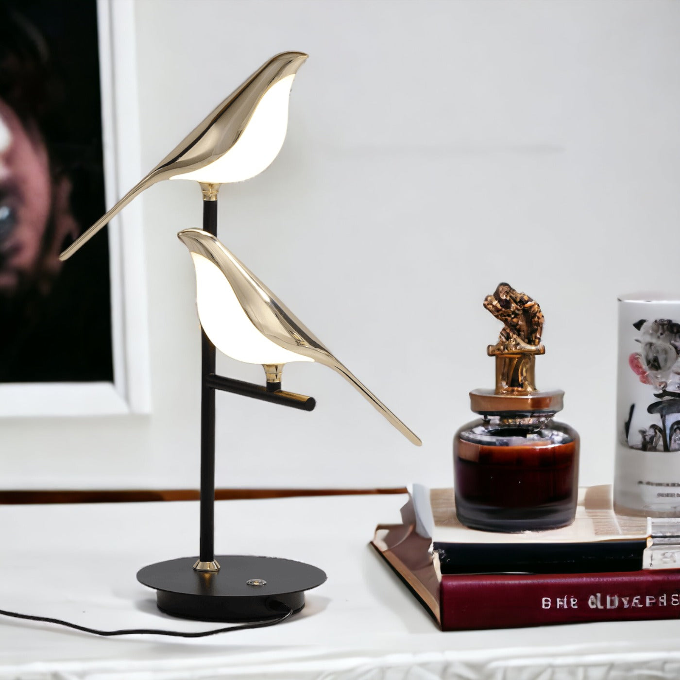 LED Table Lamp Modern Metal Bird Design