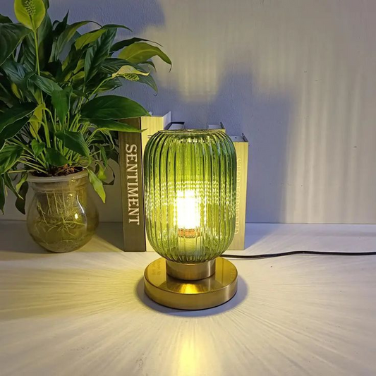 Lámpara de mesa moderna con pantalla de vidrio luz de noche