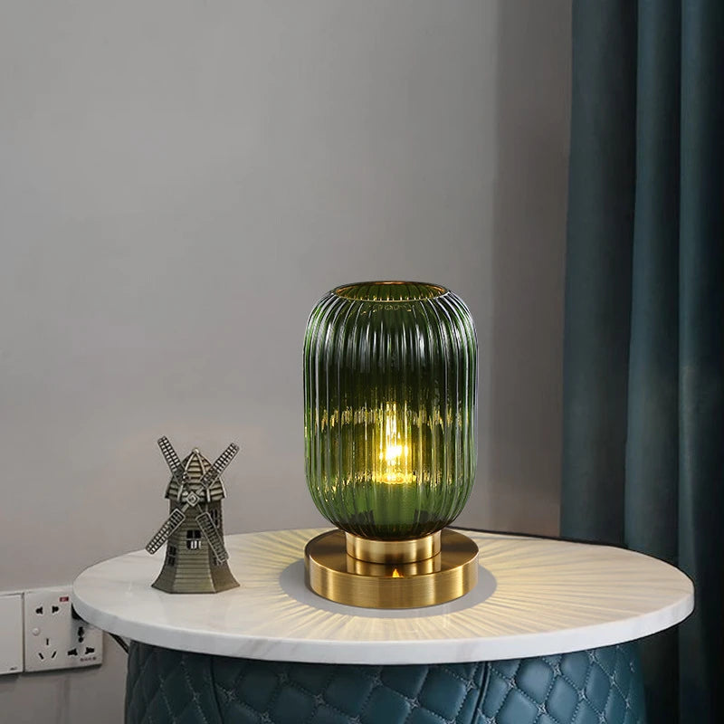 Lámpara de mesa moderna con pantalla de vidrio luz de noche