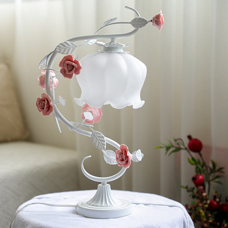 Lámpara de mesa vintage rosa vidrio luz de noche