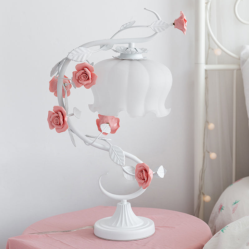 Lámpara de mesa vintage rosa vidrio luz de noche