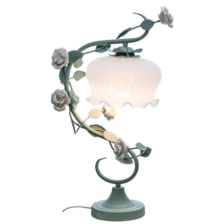 Lámpara de mesa vintage rosa vidrio luz de noche