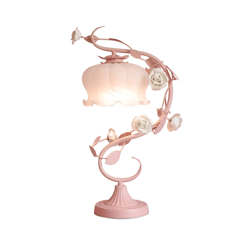 Lámpara de mesa vintage rosa vidrio luz de noche