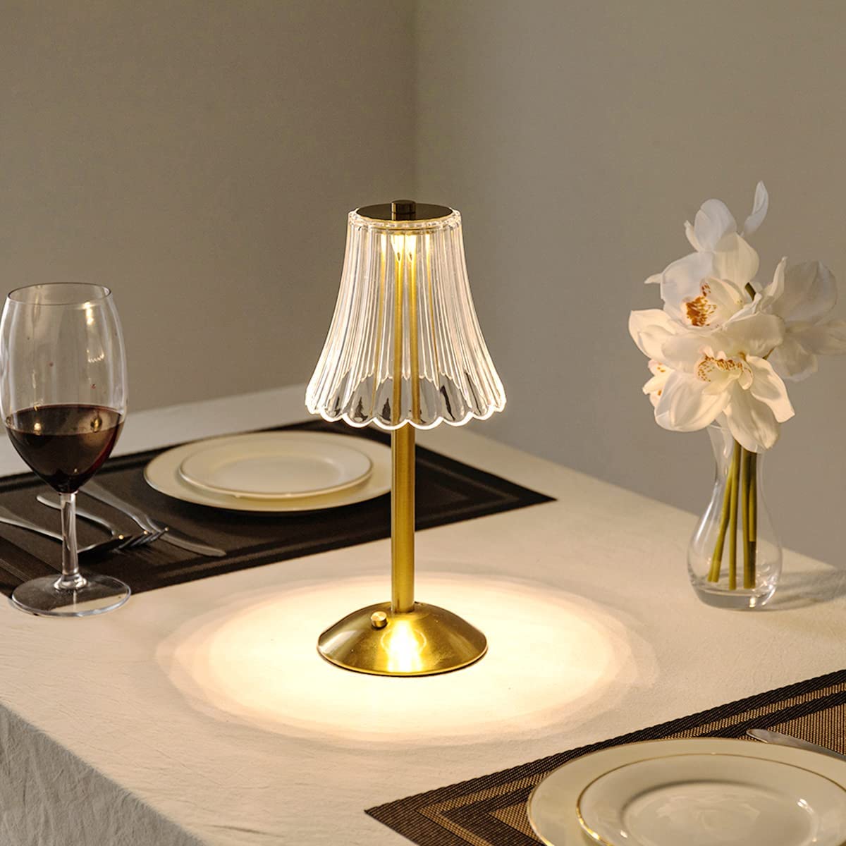 Table Lamp with Crystal Shade and Touch Control