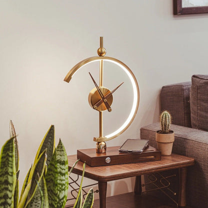 Table Lamp with Wireless Charger and Clock