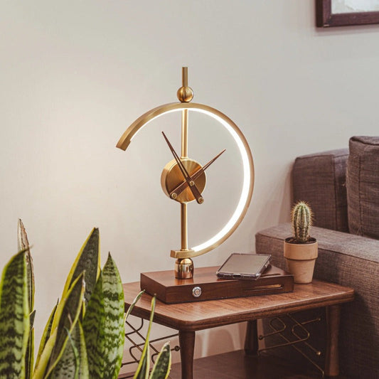 Table Lamp with Wireless Charger and Clock