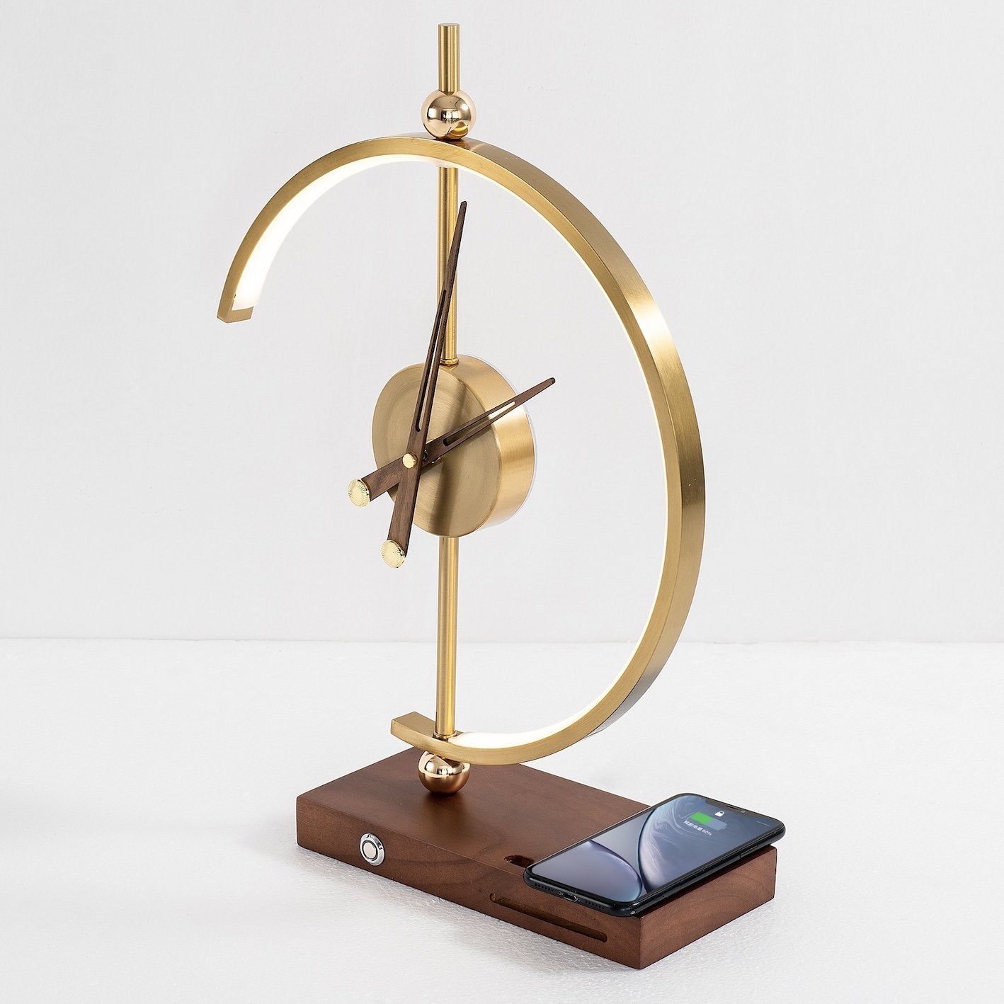 Table Lamp with Wireless Charger and Clock