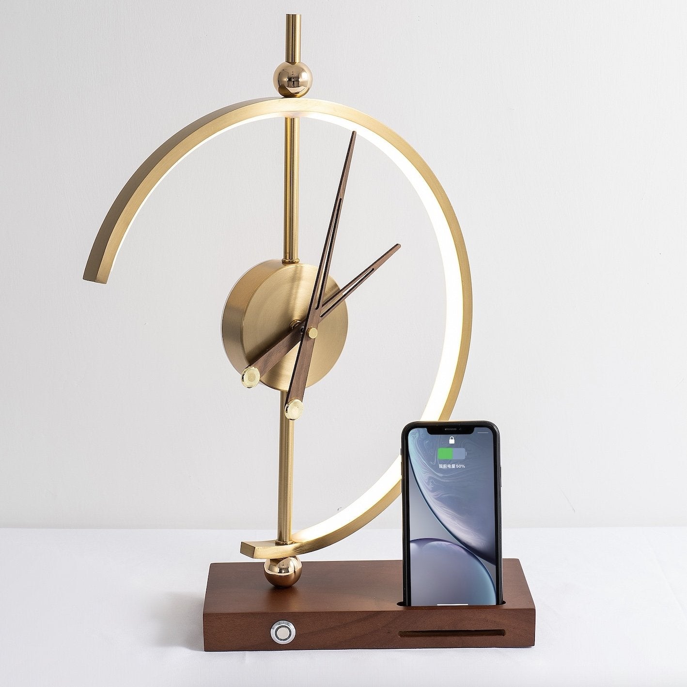 Table Lamp with Wireless Charger and Clock