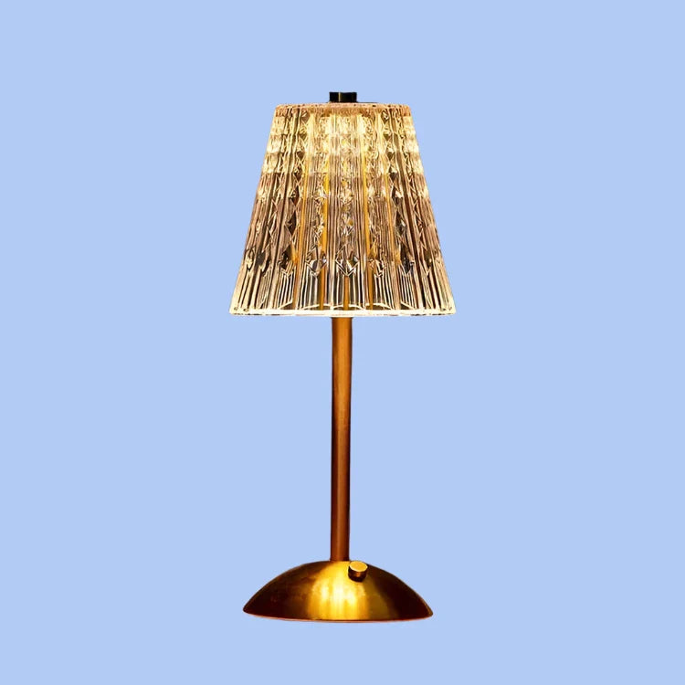 Lámpara de mesa con pantalla de cristal y carga USB