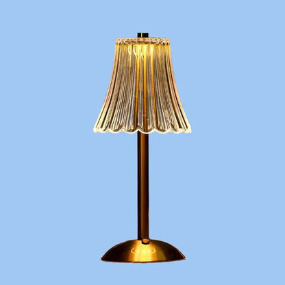 Lámpara de mesa con pantalla de cristal y carga USB