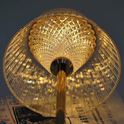Lámpara de mesa con pantalla de cristal y carga USB