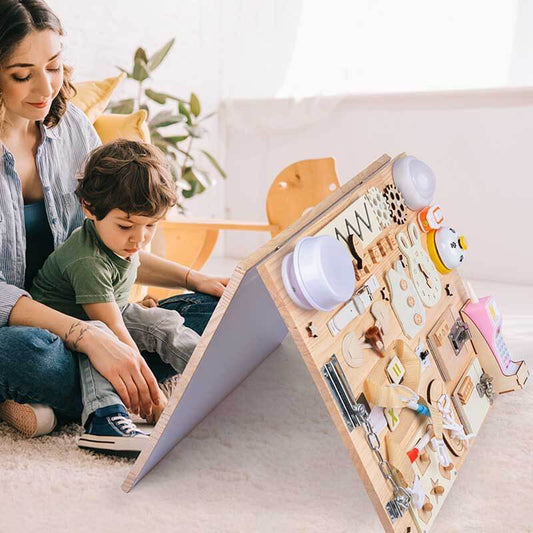 Tablero de actividades de aprendizaje Montessori de madera