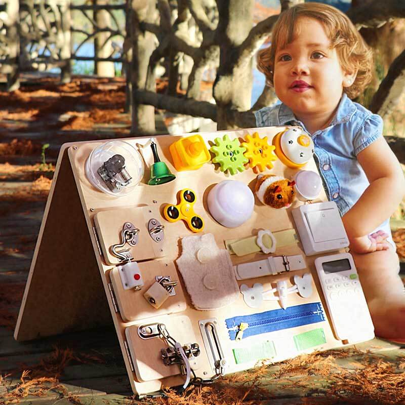 Tablero de actividades de aprendizaje Montessori de madera