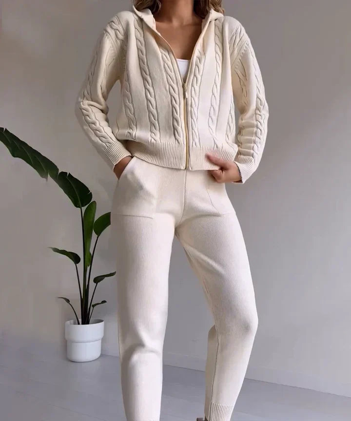 Poppy - Conjunto de dos piezas suéter casual de punto jacquard