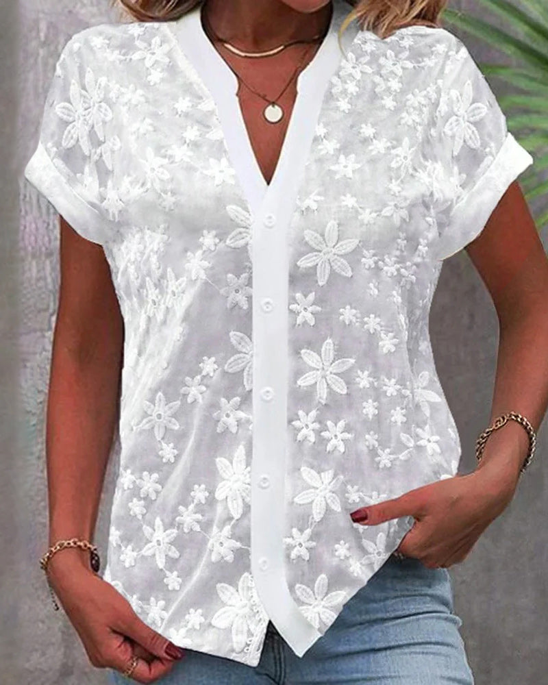 Coralie | Blusa de manga corta con escote en V