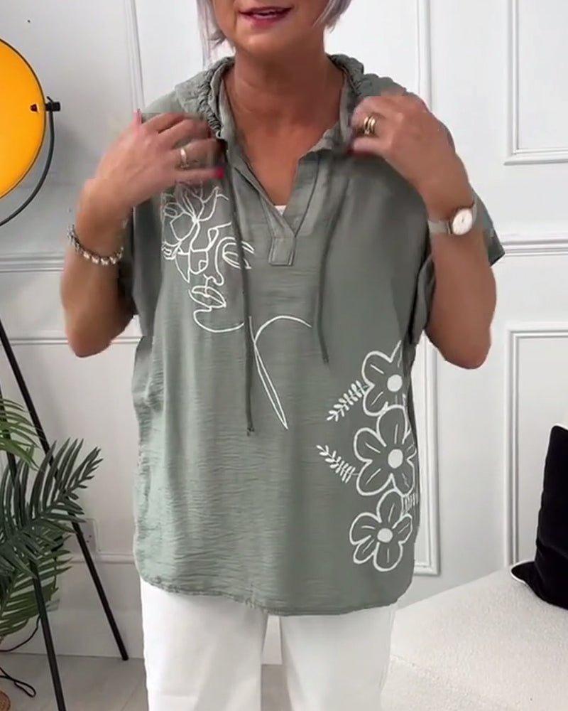 Lory | Camicetta con cappuccio floreale