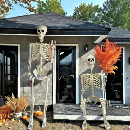 Decoración de esqueleto gigante de 12 pies para Halloween | Posable para exteriores
