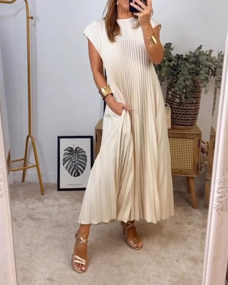 Vestido sin mangas, sencillo, plisado, elegante