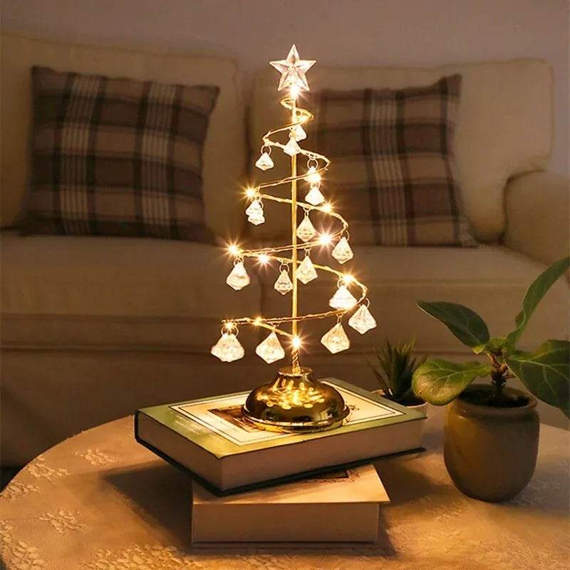 Lámpara de mesa navideña con diseño espiral LED