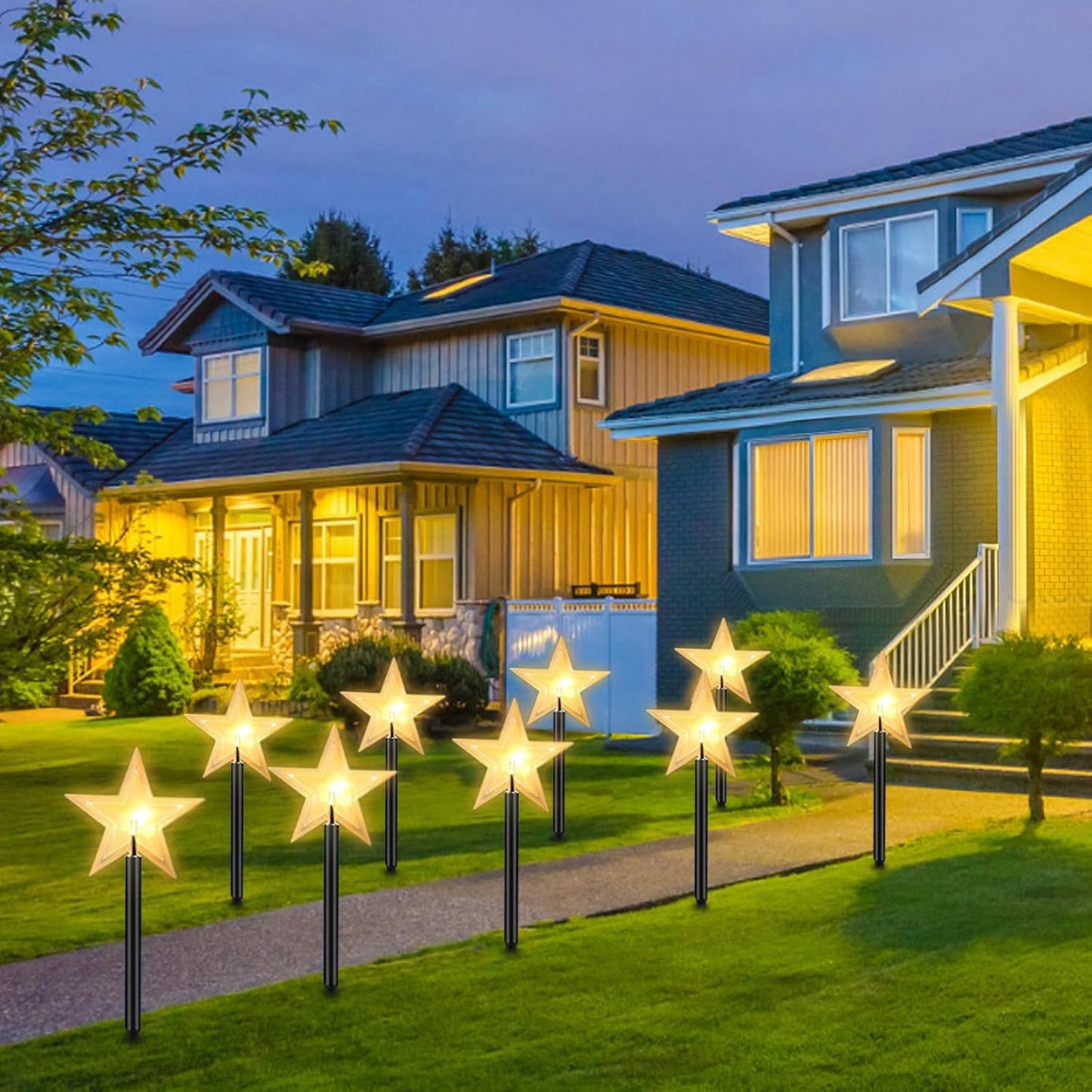 Luces de Estaca para Camino con Estrella de Decoraciones Navideñas