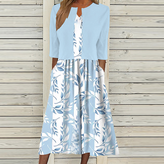 Greer - Vestido midi con estampado floral y chaqueta a juego