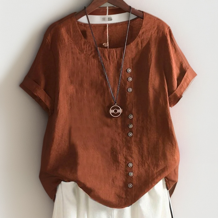 Camiseta Delyssa con cuello redondo y botones