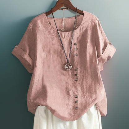 Camiseta Delyssa con cuello redondo y botones