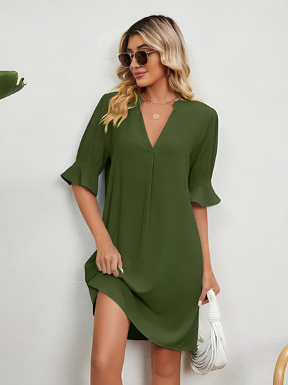 Amy - Vestido casual suelto plisado hasta la rodilla