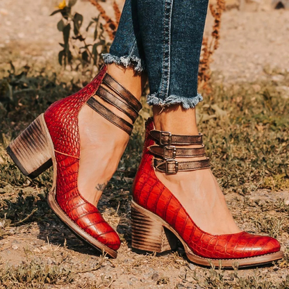 Natalia | Sandalias de cuña con tiras elegantes