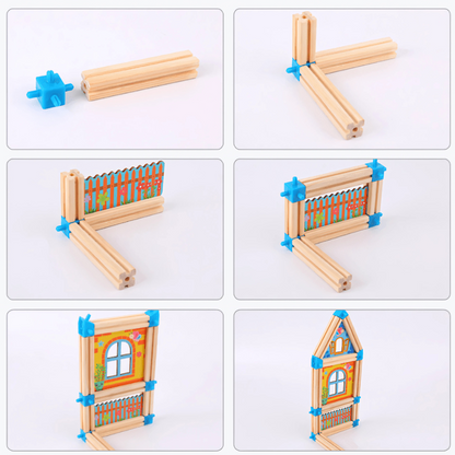 Juego de construcción de casa de muñecas de madera