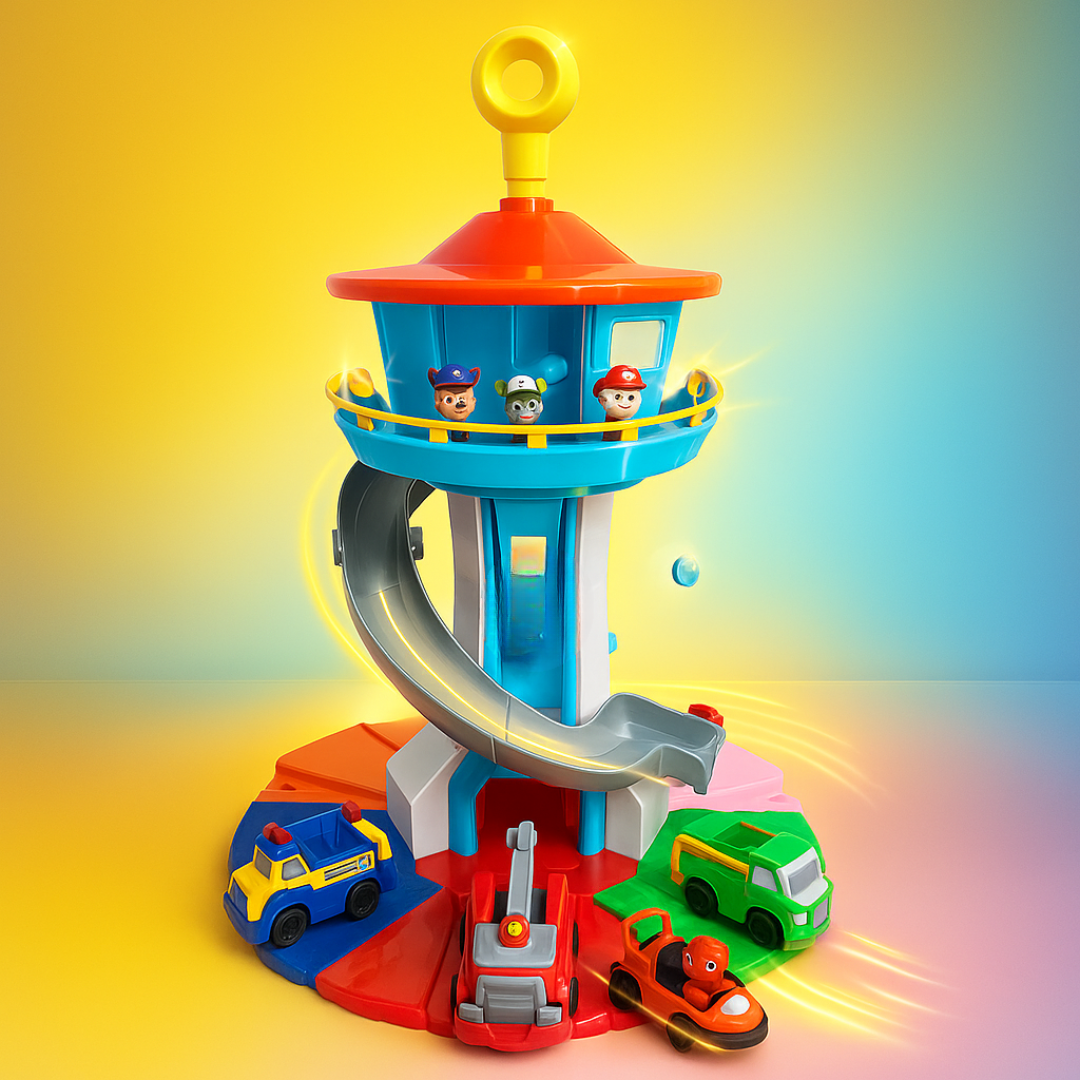 Torre con scivolo per auto per bambini