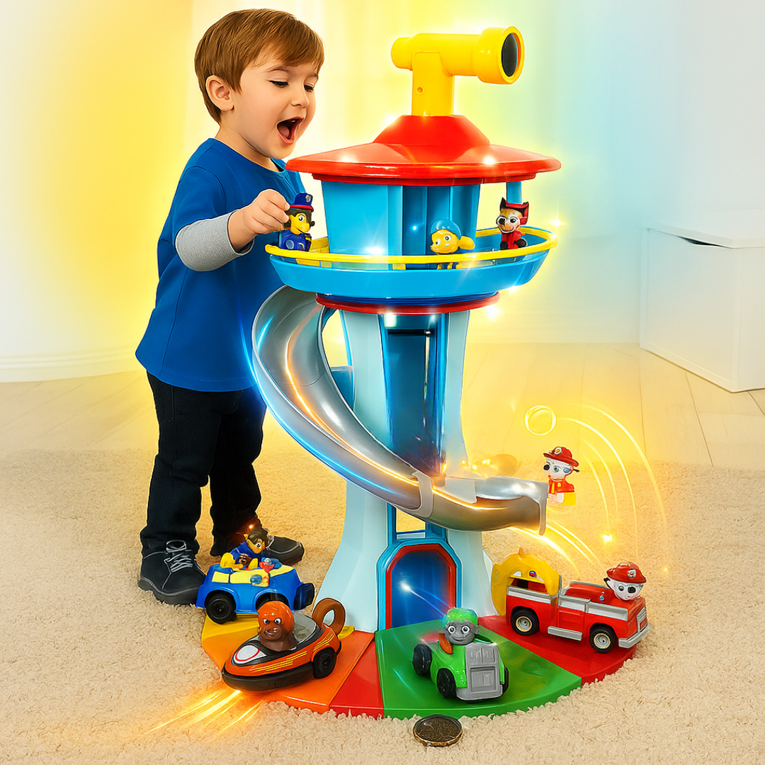 Torre con scivolo per auto per bambini