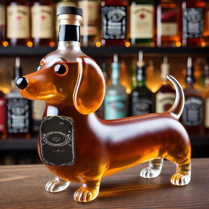 Glass Whiskey Decanter Dog Design