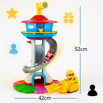 Juego de pista de coches para niños con torre de tobogán
