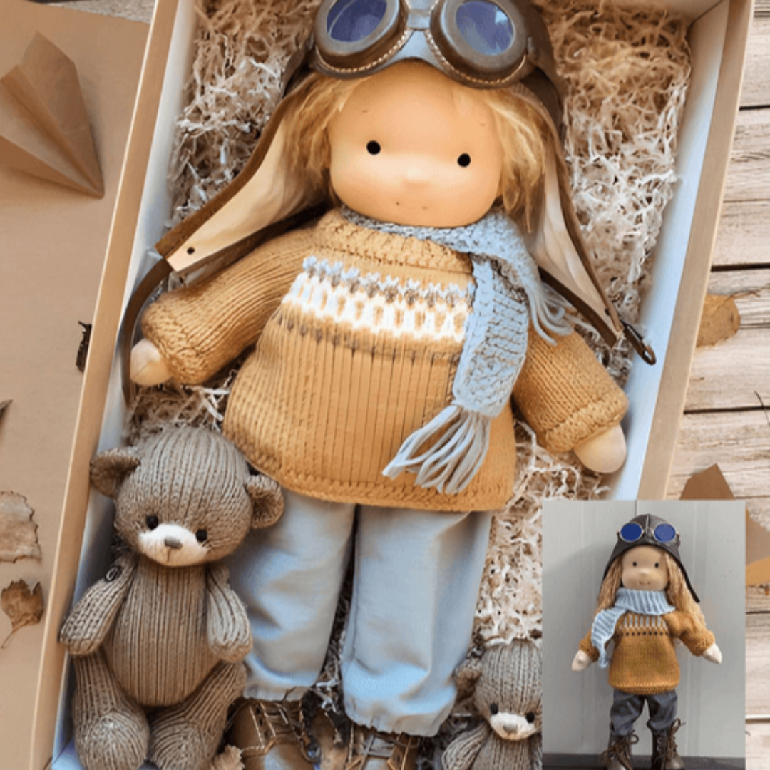 Muñeca de peluche suave hecha a mano estilo Waldorf