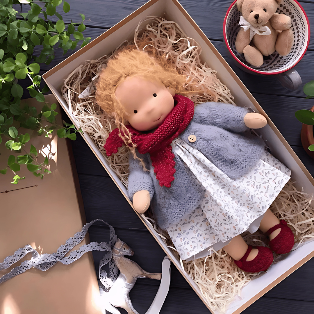 Muñeca de peluche suave hecha a mano estilo Waldorf