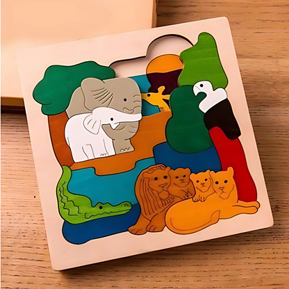 Rompecabezas de Animales de Madera Juguete Educativo