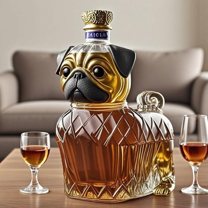 Glass Whiskey Decanter Dog Design