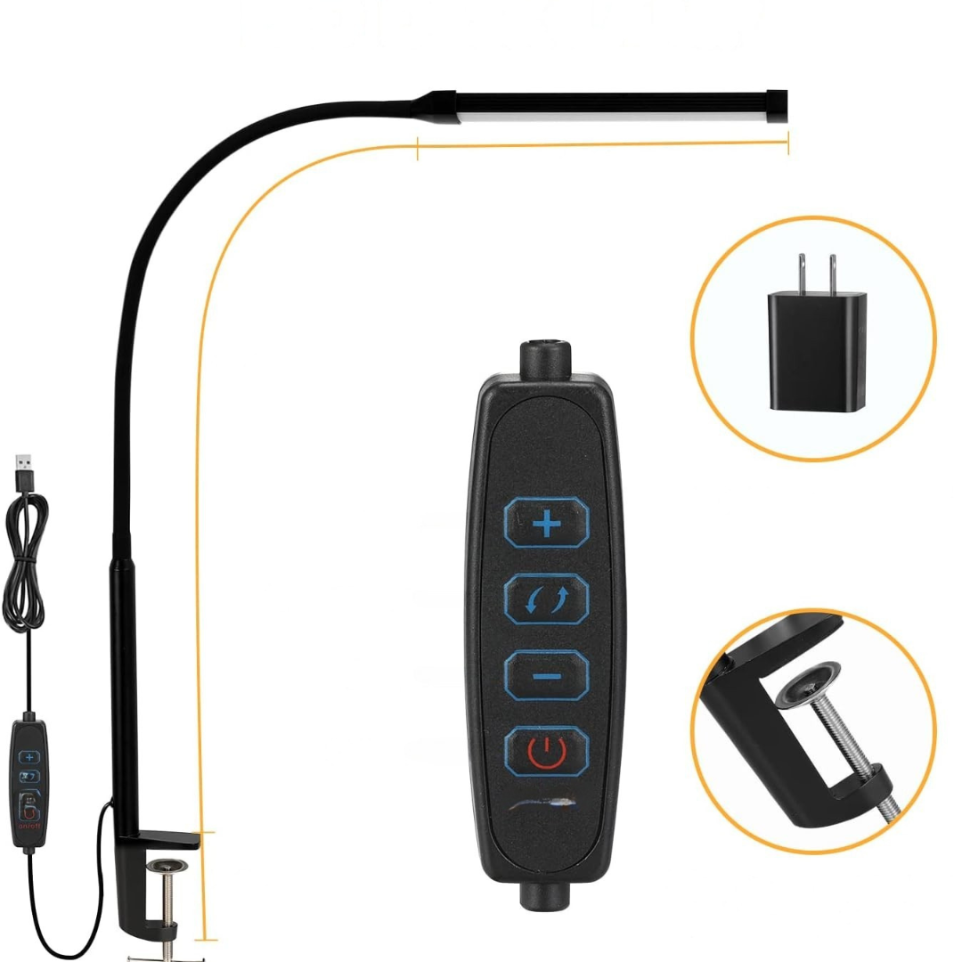 Lámpara de escritorio LED con brazo metálico ajustable