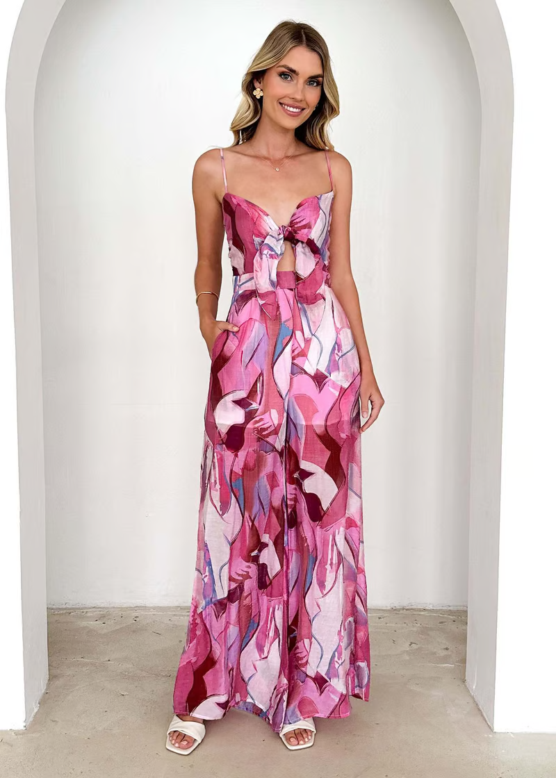 Annalise - Vestido Largo Chic con Tirantes Estampados
