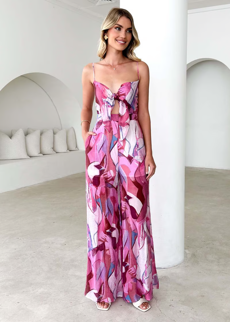 Annalise - Vestido Largo Chic con Tirantes Estampados