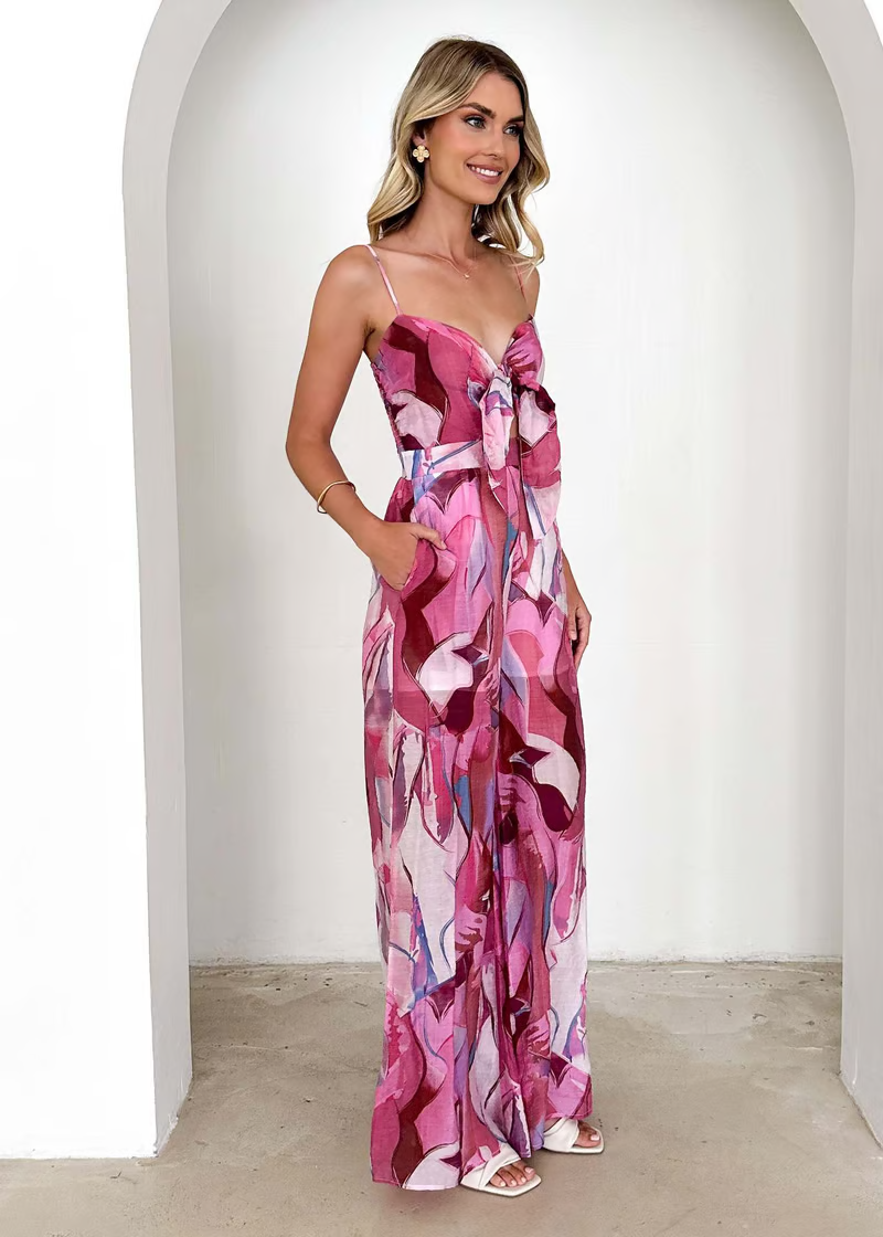 Annalise - Vestido Largo Chic con Tirantes Estampados