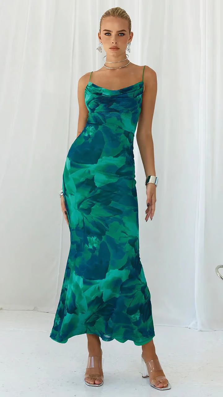 Ainsley - Vestido Maxi Ajustado de Fiesta de Club sin Mangas