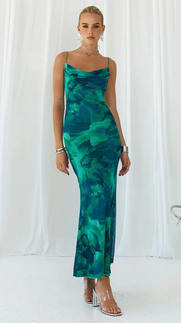 Ainsley - Vestido Maxi Ajustado de Fiesta de Club sin Mangas