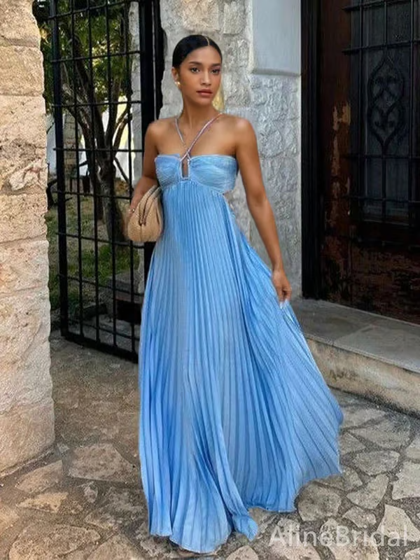 Tansy - Vestido Maxi Halter Brillo de Verano