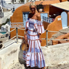 Seraphina - Vestido largo maxi de lujo con estampado mexicano y hombros descubiertos