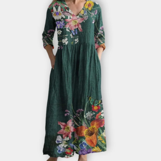 Juno - Vestido de algodón floral de elegancia cotidiana